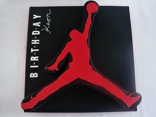 A cake in the shape of the Air Jordan logo was requested to celebrate Keon's