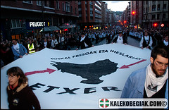 Manifestación multitudinaria a favor de los presos vascos