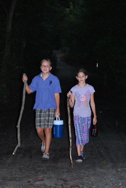 Children learn a lot on family travel trips.  The night hike at First Landing State Park was lots of fun for my daughter and her best friend.
