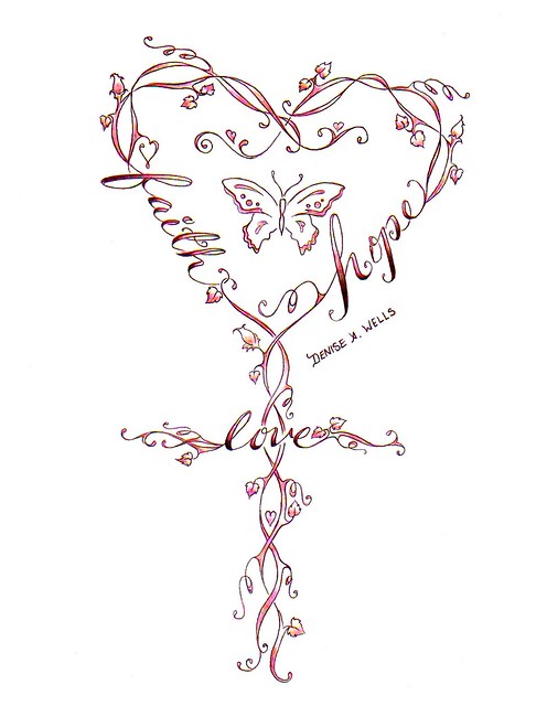 FaithLoveHope Cross Tattoo Design by Denise A Wells