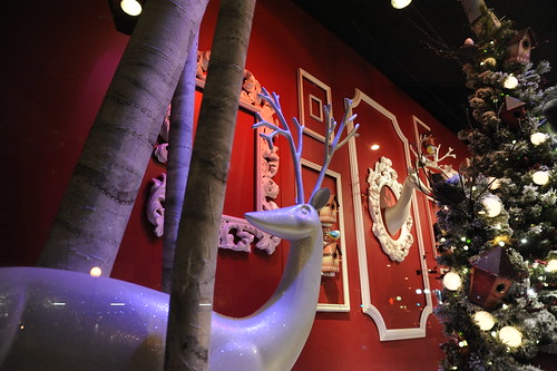 White deer decoration, bird houses, Christmas tree, Seattle, Washington, USA by Wonderlane