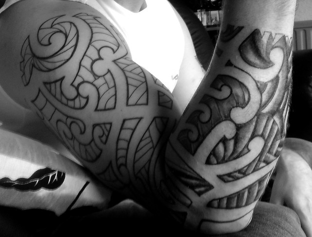 Maori sleeve tattoo 3 sitting Almost done shading started