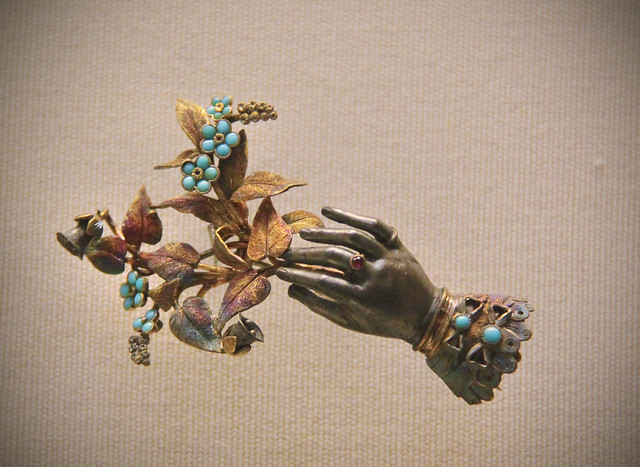 Hand with flowers, English 1820-40