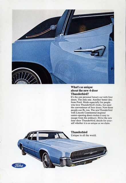 US magazine ad for the 1967 Ford Thunderbird 4 door