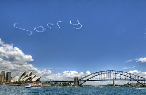 SORRY  over Sydney Opera House "Apology Day" National Sorry Day