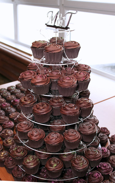 Part of an order of 200 cupcakes for a wedding Dark Chocolate Cupcakes with
