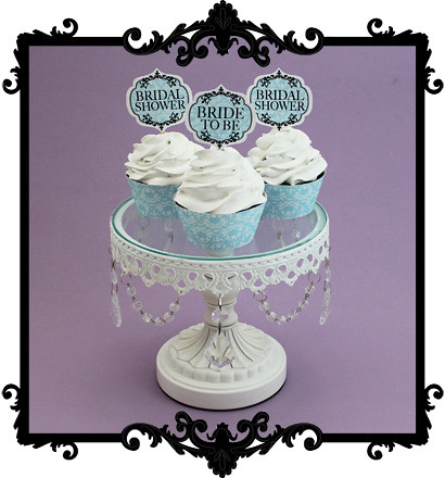 Printable Tiffany Blue Bridal Shower Cupcake Topper Wrapper