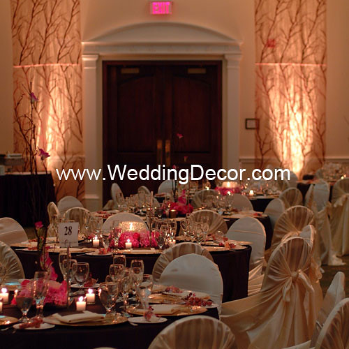Brown Fuchsia Wedding Reception Guest Tables