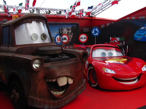 Meeting Mater and Lightning McQueen at the Cars 2 Meet-And-Greet Area