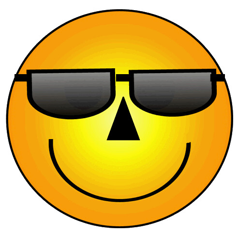 yellow smiley face with sunglasses lge 8 cm