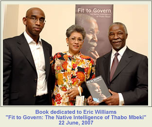 Erica Connell, daughter of Dr. Eric Williams, with former South African President Thabo Mbeki, who dedicated a book to the memory of Eric Williams. Williams is the author of "Capitalism and Slavery." by Pan-African News Wire File Photos