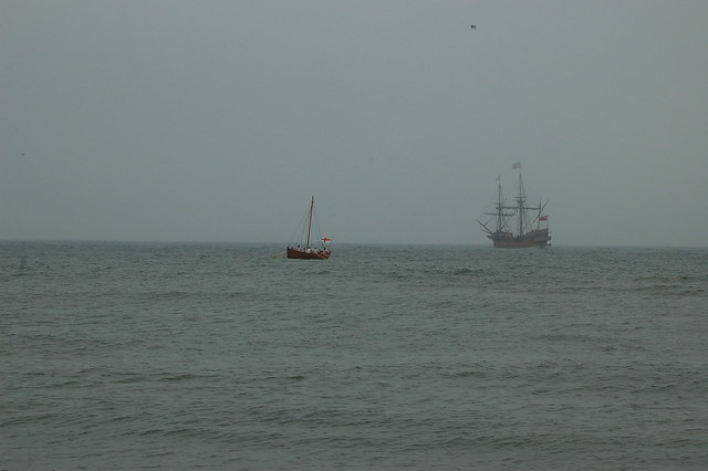 The replica Godspeed (right) will be in the Parade of Sail.