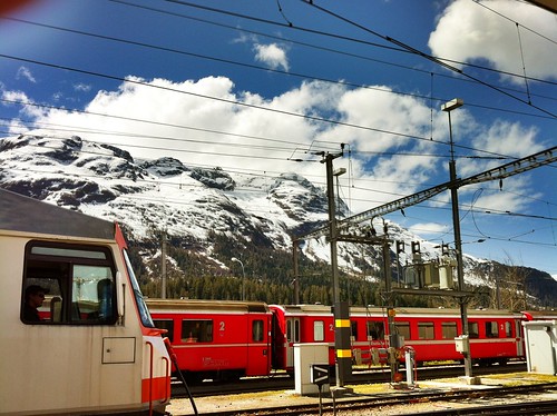 swiss trains in St. Moritz