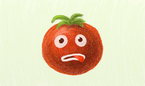 Ilustración: un tomate estresado