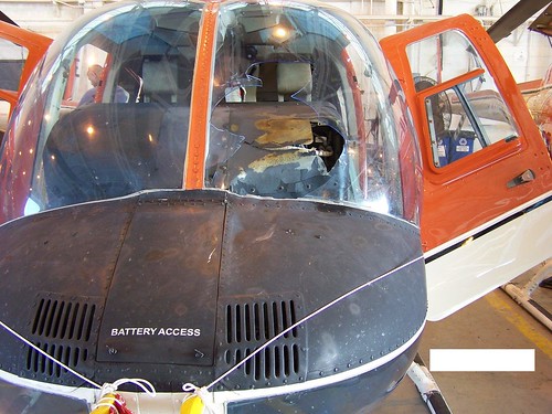 Windscreen damage to a training helicopter.