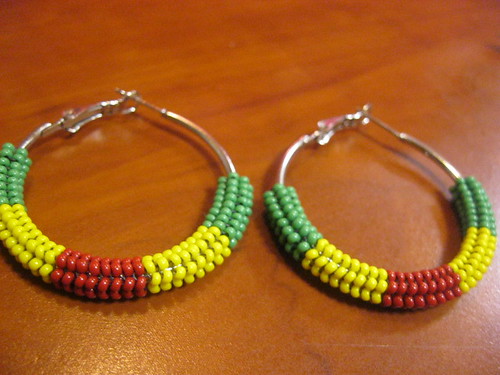 Green Yellow & Red Small Hoop Earrings by MS_KIZZI