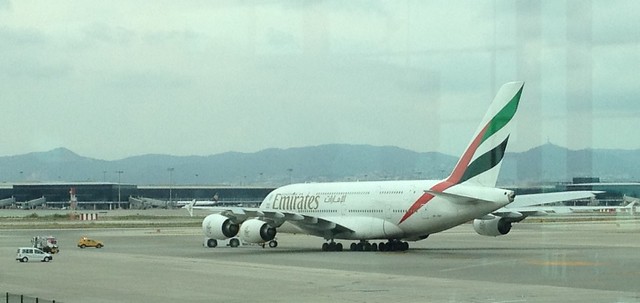 Airbus A380 in Barcelona Airport