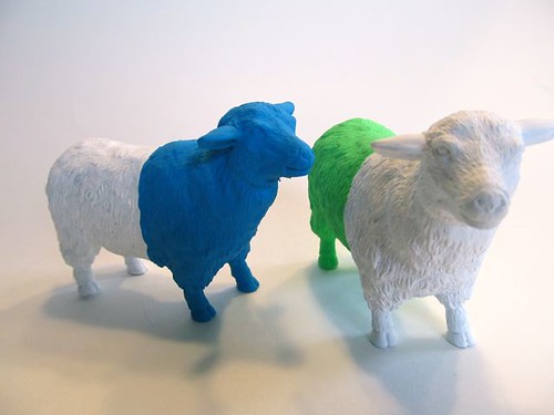 Neon dip-dyed sheep