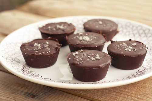 Dark Chocolate, Almond Butter Mini-Cup with Sea Salt, Gluten-free, Vegan + Refined Sugar-free