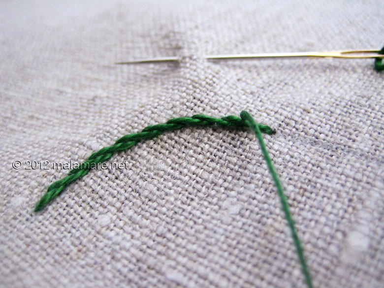 hand embroidery stem stitch continuing