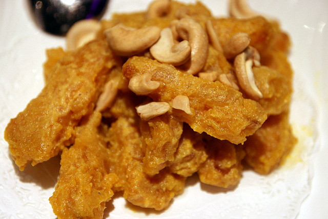 Fried Pumpkin Coated with Salted Egg Yolk & Mixed Nuts