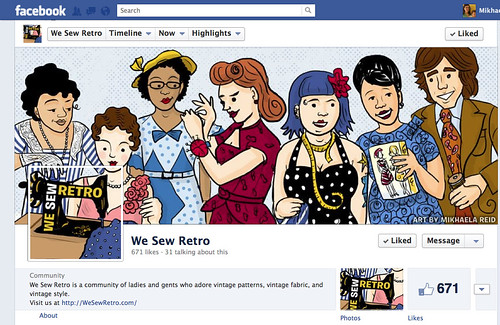 We Sew Retro Facebook Timeline Illustration screenshot in action
