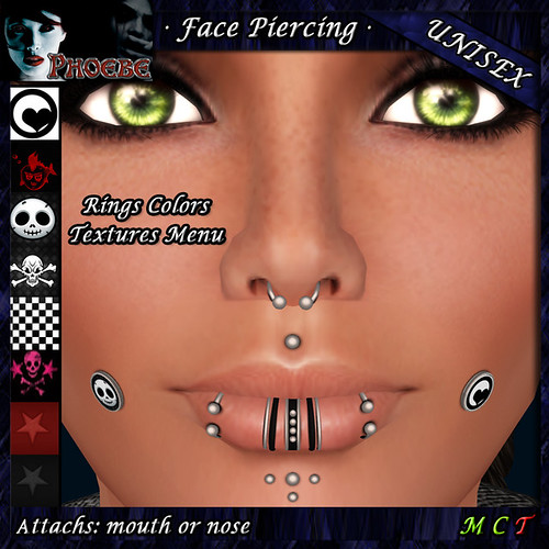 *P* Unisex Face Piercings ~ Serie Z1 ~ Ring Colors & Plug Textures