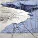 Christo Wrapped Coast, Project for Australia, Near Sydney Collage- 1969 71 X 55,8 cm. (28" X 22") Pencil, charcoal,fabric, rope, twine, wax crayon and staples. Photo- Harry Shunk ©1969 Christo