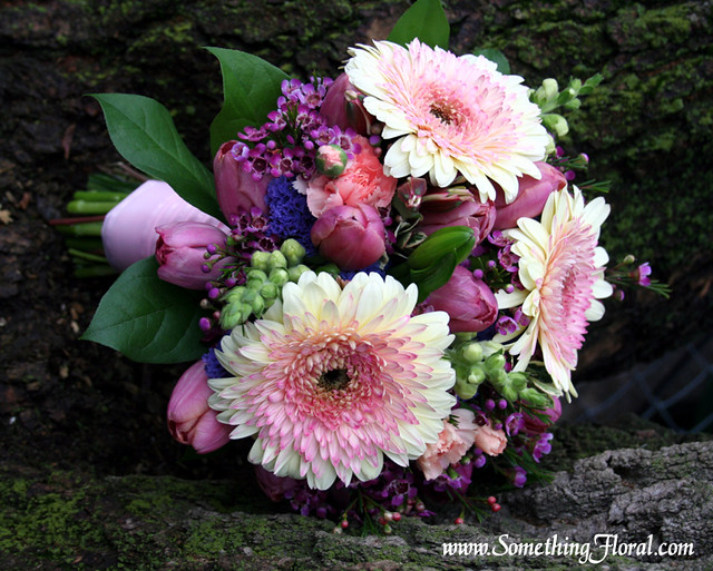 gerberatulipbouquet A soft and romantic fresh floral handtied bridal 