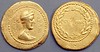 481/1 Julius Caesar Aureus CAES DIC QVAR COS QVINC. Venus, Laurel wreath with legend within, AM#10253-79