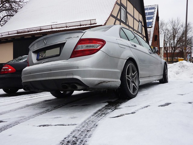 Mercedes C63 AMG in Snow in Fuerth Germany