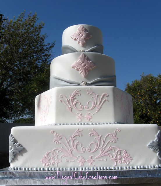 Pink Grey Wedding Cake