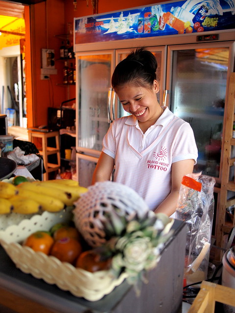 I Love Your Smile Helper at the cafe in Chaweng Koh Samui Thailand