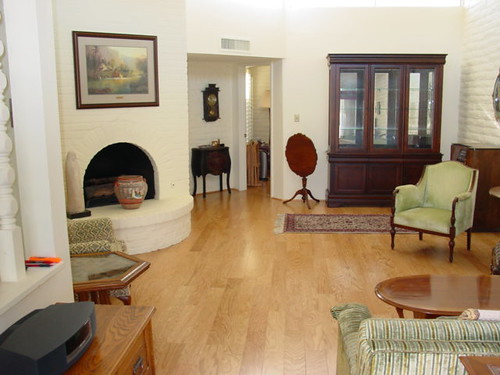 Hardwood floor with Circular Fireplace, www.tucsonazflooring.com