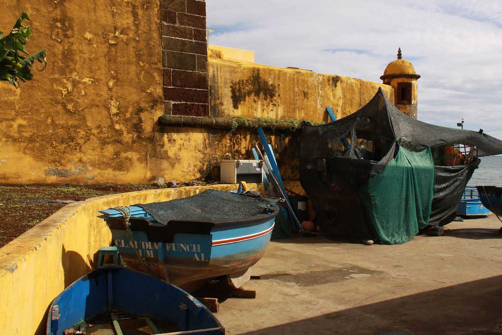The old fort and fishing boats