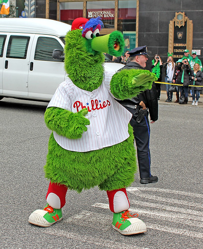 Phillie Phanatic at St. Patrick's Day Parade
