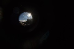 Through binoculars