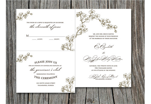 Cherry Blossom Wedding Invitation Suite wedding invitation wording