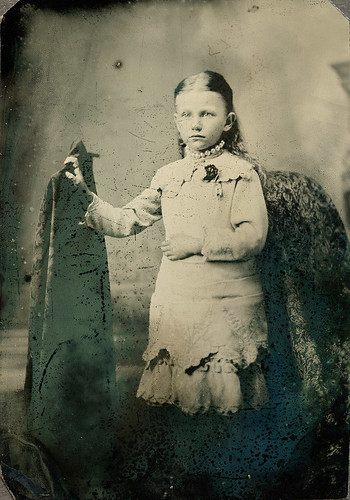 Standing Girl with Pearl-Like Necklace Tintype by depthandtime