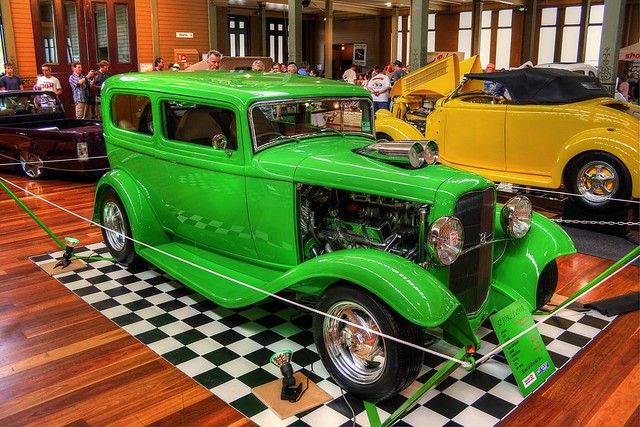 1932 Ford Tudor Sedan This bright green 32 Ford was hard to miss