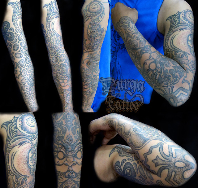 A sleeve tattoo inspired by the HinduJava culture The upper arm a 