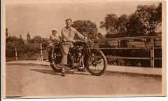 Uncle Joe Simanek and Lillian Vanac on a Motorcycle