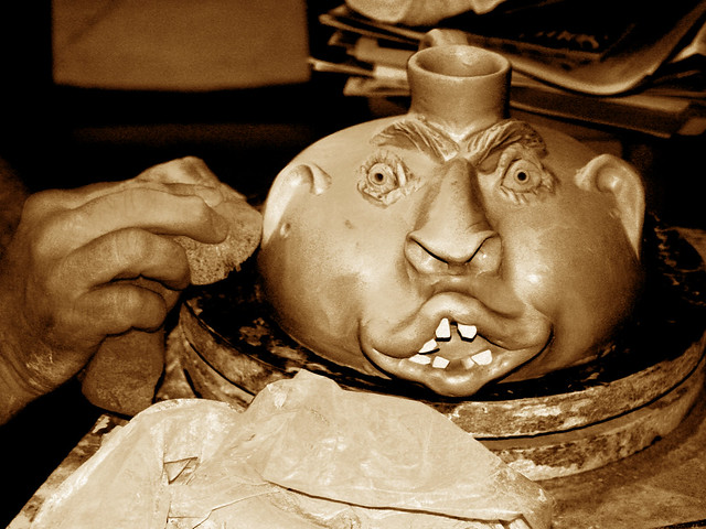 Brown Pottery - Face Jug Creation