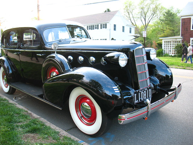 gangster car 1935 LaSalle Cruise night in Hopewell NJ with vintage 