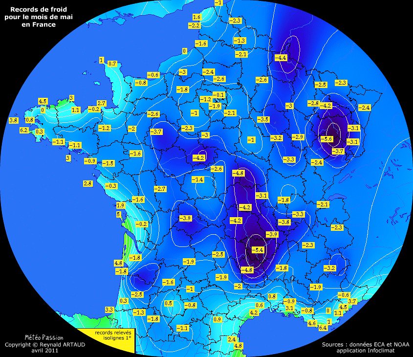 records de froid des températures minimales en mai pour la France Reynald ARTAUD météopassion