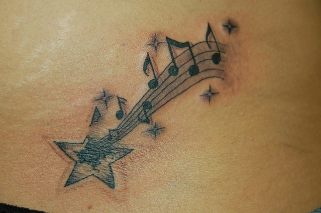 Shooting Star with Musical Notes Tattoo Tattoo by Enoki Soju