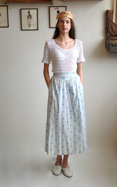 Urban Vintage Clothing on Vtg 80s Wallpaper Print Striped Full Skirt  16   Flickr   Photo