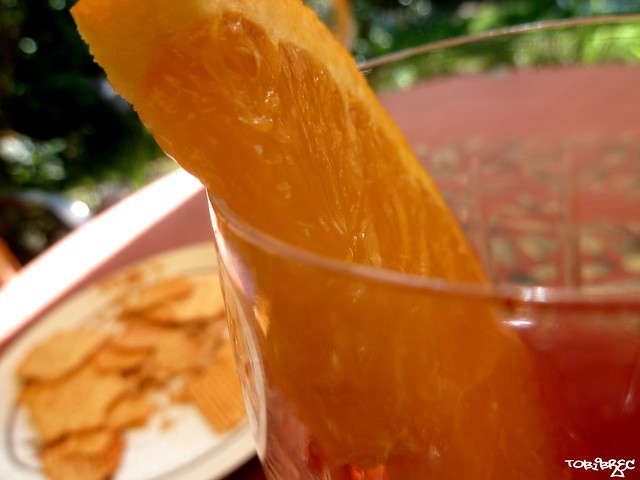 Italian Lifestyle Italian aperitif with orange and chips crackers