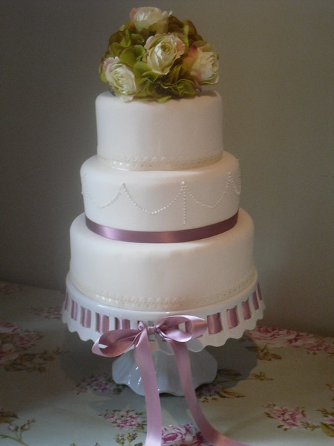 3 Tier Vintage Lace Wedding Cake
