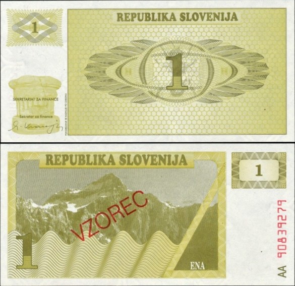 1 Tolar Slovinsko 1990, VZOREC Pick 1s